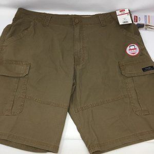 Wrangler Mens Cargo Shorts Brown Flat Front Relaxed Flex Comfort Pockets 38 New